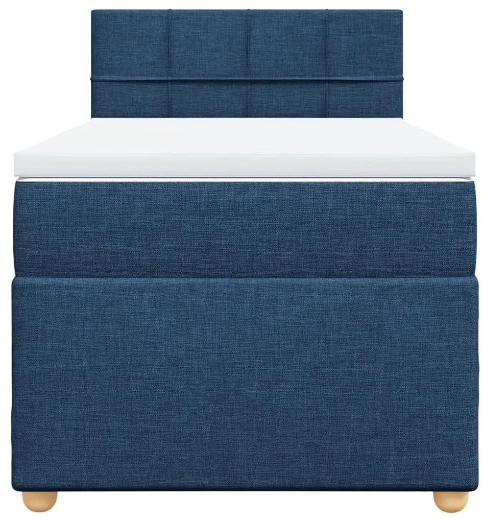 vidaXL Κρεβάτι Boxspring με Στρώμα Μπλε 90x190 εκ.Υφασμάτινο