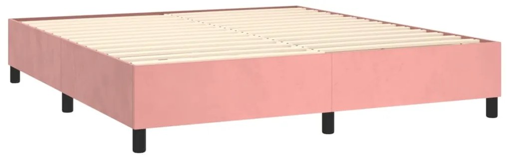 vidaXL Κρεβάτι Boxspring με Στρώμα Ροζ 160x200 εκ. Βελούδινο