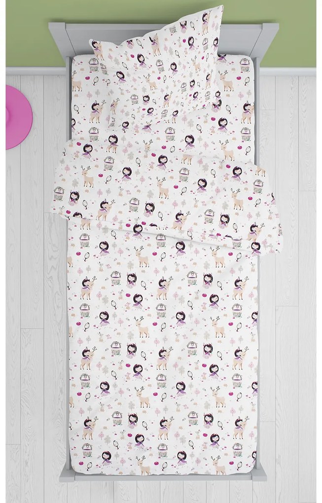 Παπλωματοθήκη Μονή (160x240) Dimcol Lily &amp; Deer 179 White-Pink