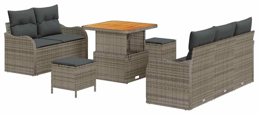 vidaXL Σετ Καναπέ Κήπου 8 pcs Γκρι συνθετικό ρατάν