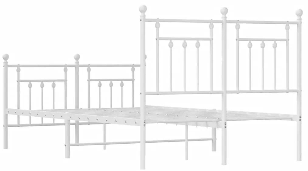 Πλαίσιο Κρεβατιού με Κεφαλάρι&amp;Ποδαρικό Λευκό 120x190εκ. Μέταλλο - Λευκό