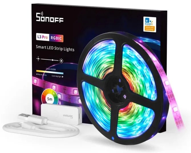 SONOFF smart LED καλωδιοταινία L3 Pro, RGBIC, αδιάβροχη, Wi-Fi &amp; BT, 5m