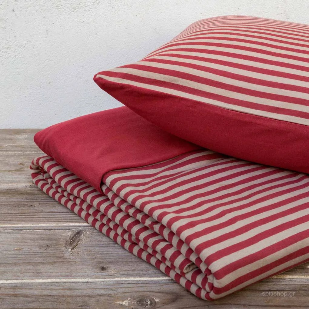 Παπλωματοθήκη Μακό Μονή (Σετ 160x240) Nima Bed Linen Suave SS2021 Κόκκινο,Μπεζ