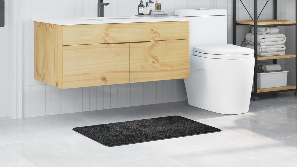 vidaXL Πατάκι Μπάνιου Ορθογώνιο Σκοτεινό Γκρι 60x90 εκ. Πολυπροπυλένιο Αντιολισθητικό