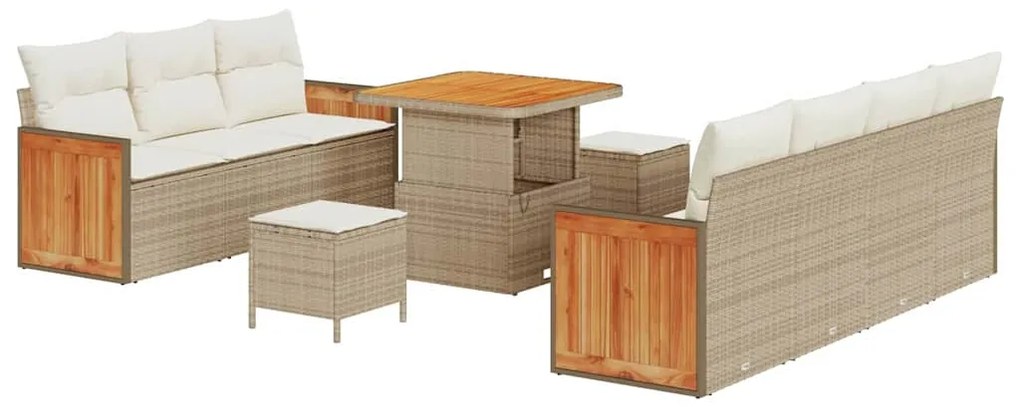 vidaXL Σετ Καναπέ Κήπου 10 pcs Μπεζ, Κρέμα 80 x 80 x 71 cm