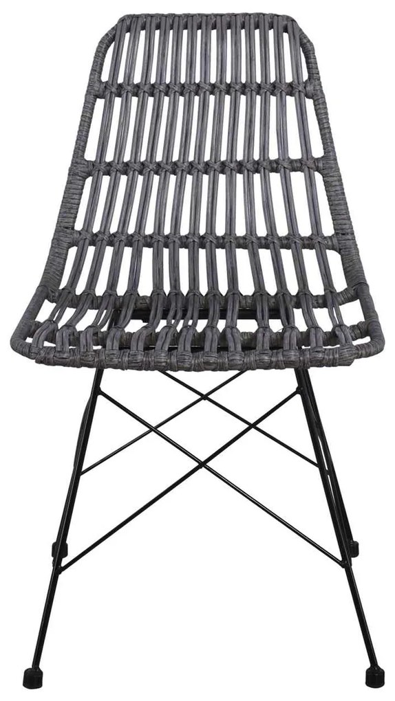 Καρέκλα SALSA Μεταλική Μαύρη/Wicker Γκρι 48x59x80cm (Σετ 4 ΤΕΜ)