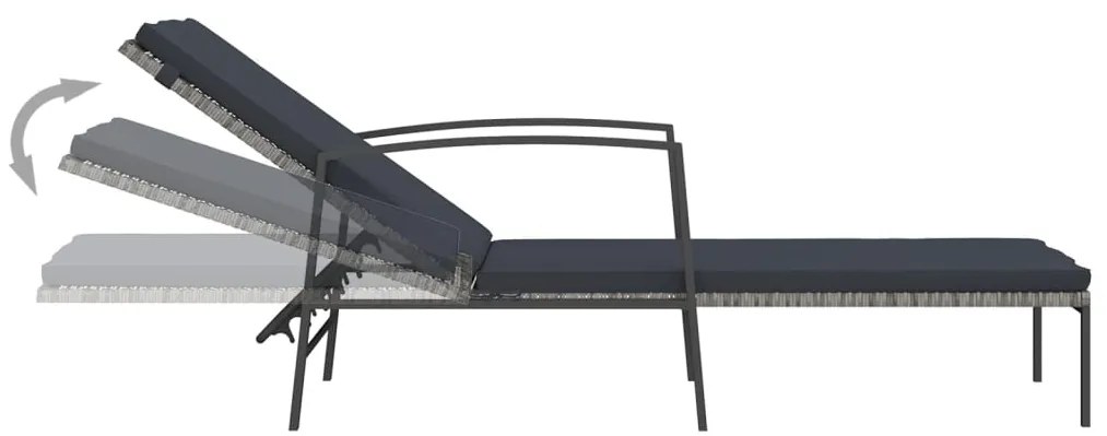 vidaXL Ξαπλώστρα Κήπου Γκρι από Συνθετικό Ρατάν με Μαξιλάρι