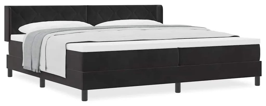 vidaXL Κρεβάτι με Ελατήρια και Στρώμα Μαύρο 100x200 εκ. Βελούδο Μαύρο