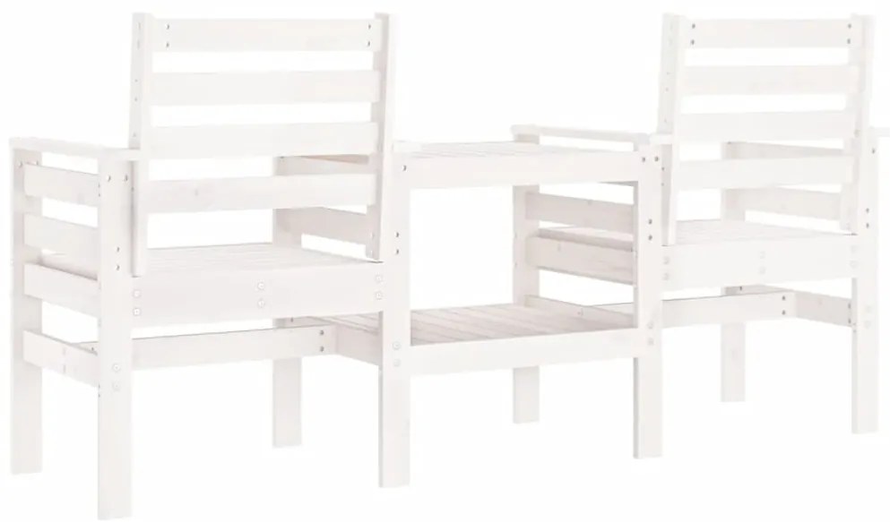 vidaXL Πάγκος Κήπου με Τραπέζι Διθέσιος Λευκό Μασίφ Πεύκο