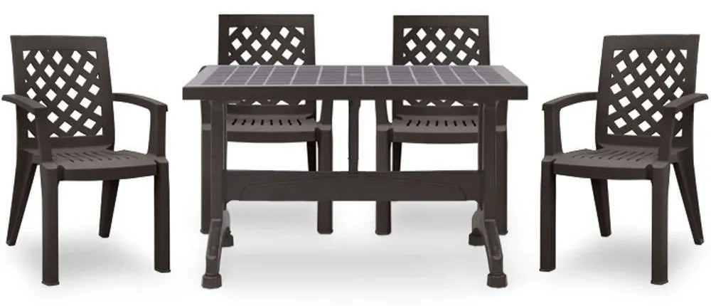 Τραπεζαρία Callan (Σετ 5Τμχ) 0226720 120x70cm Brown Four Seater