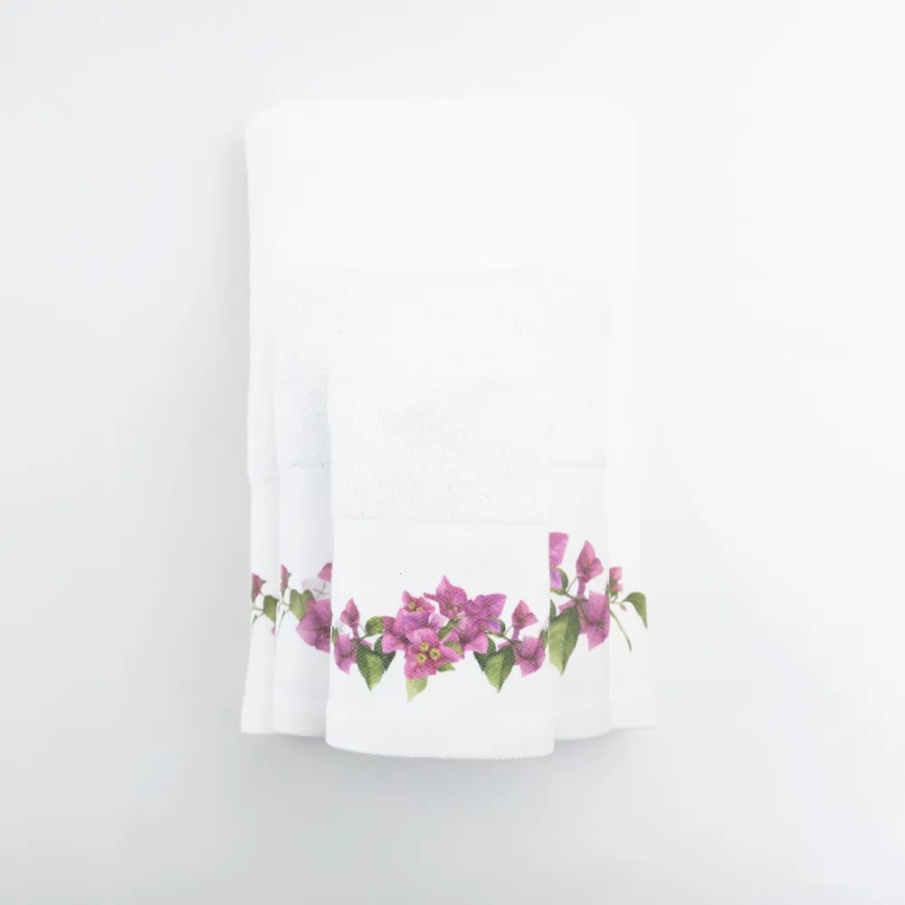 Πετσέτες Σετ 3ΤΜΧ Bougainvillea - 70 x 140 / 50 x 90 / 30 x 50 cm - Λευκό - Borea