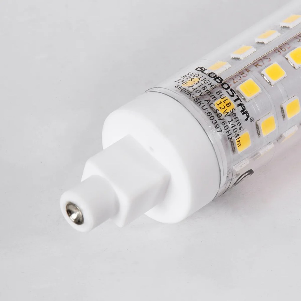 GloboStar® 60397 Λάμπα LED R7S 118mm 12W 1404lm 360° AC 220-240V IP20 Φ2 x Υ11.8cm Φυσικό Λευκό 4500K - 3 Years Warranty