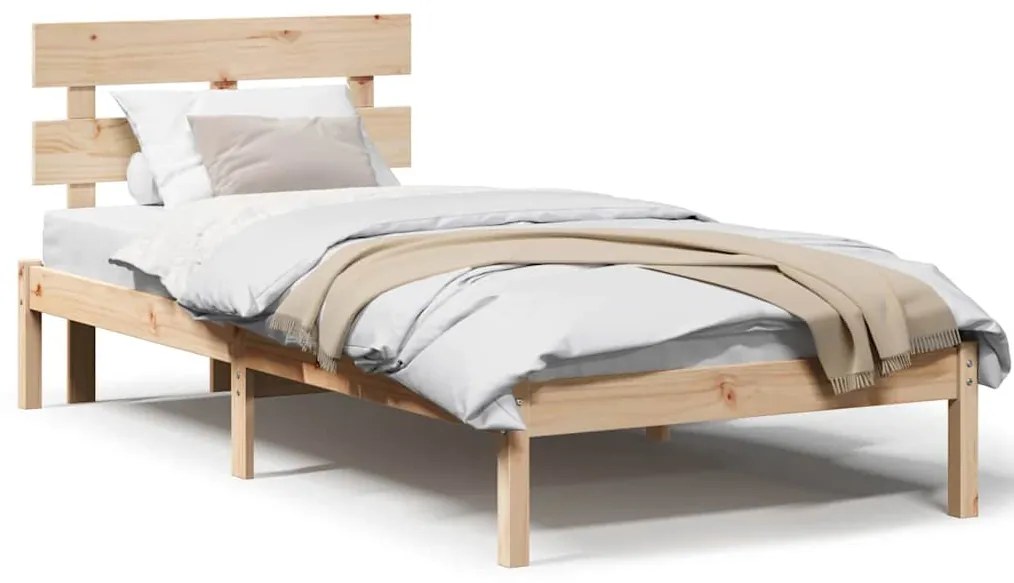 vidaXL Σκελετός Κρεβατιού Καφέ 90 x 190 cm Μασίφ ξύλο πεύκου