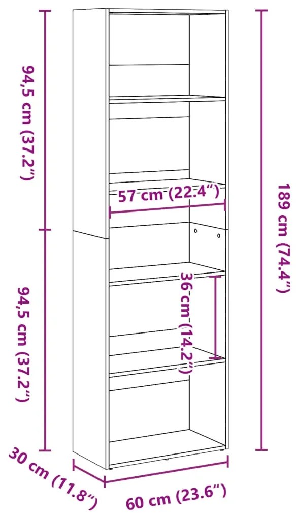 ΒΙΒΛΙΟΘΗΚΗ ΛΕΥΚΗ 60X30X189 ΕΚ. ΑΠΟ ΕΠΕΞΕΡΓΑΣΜΕΝΟ ΞΥΛΟ 857917