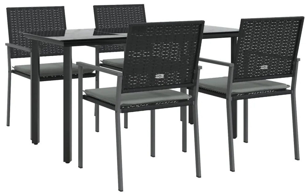 vidaXL Σετ Τραπεζαρίας Κήπου 5 τεμ. Συνθ. Ρατάν / Ατσάλι με Μαξιλάρια