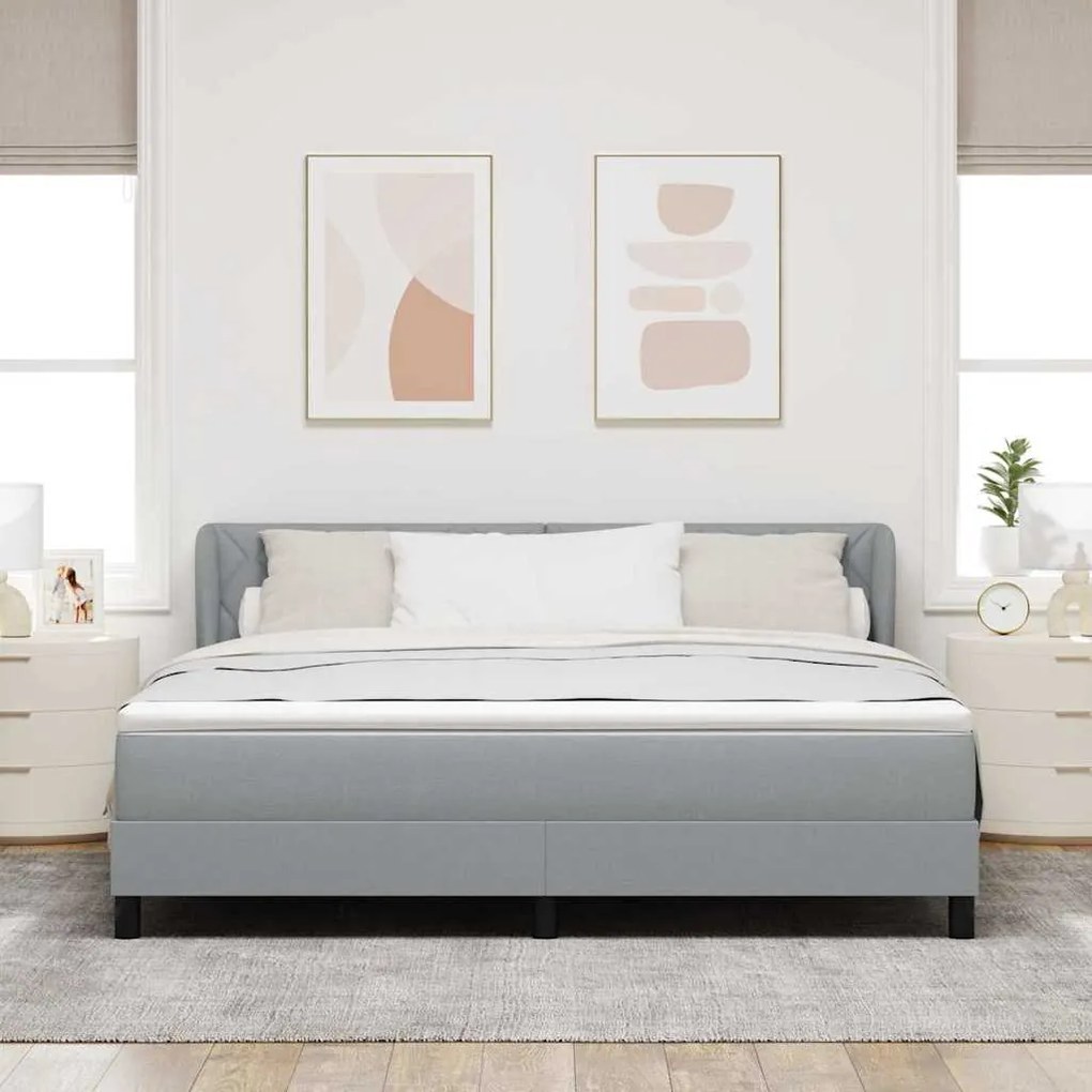 vidaXL Κρεβάτι box spring με στρώμα Ανοιχτό γκρι 180 x 200 cm ύφασμα