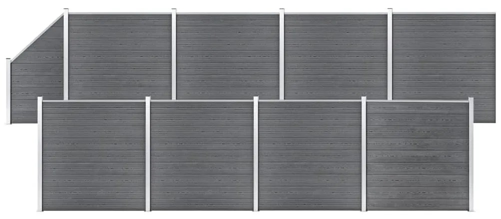 Πάνελ Περίφραξης 8 Τετράγωνα + 1 Κεκλιμένο Γκρι 1484x186 εκ WPC