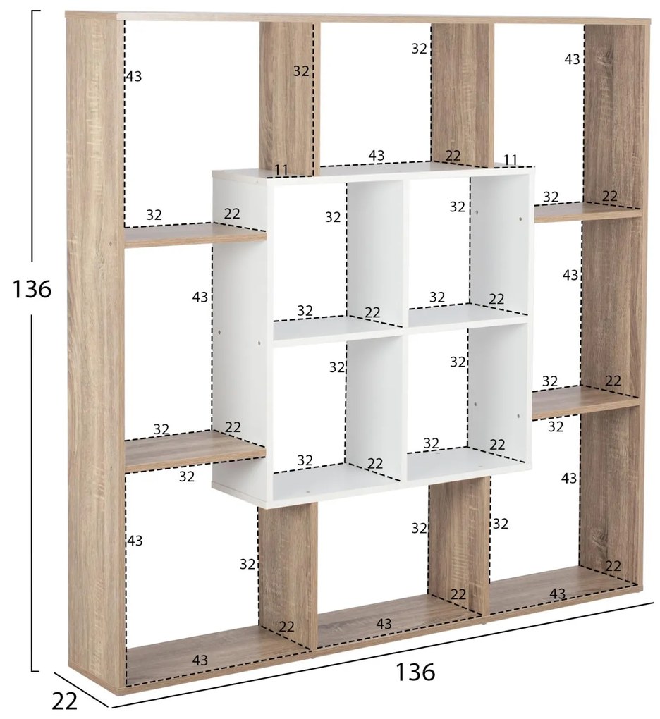 ΒΙΒΛΙΟΘΗΚΗ BRODY  136X22X136 ΛΕΥΚΟ