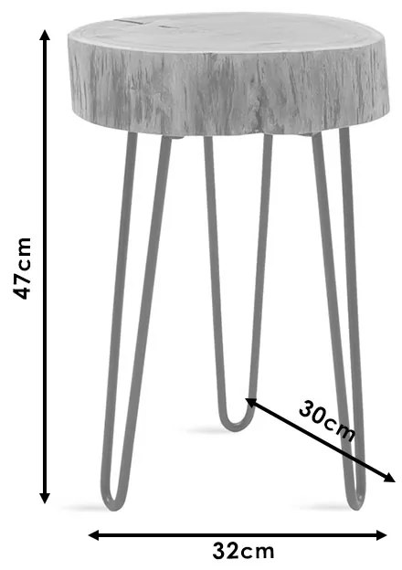 Βοηθητικό τραπέζι σαλονιού Tripp pakoworld μασίφ ξύλο 6,5-7εκ καρυδί-πόδι μαύρο 32x30x47εκ - 113-000010 - 113-000010