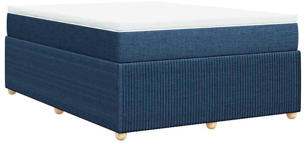 vidaXL Κρεβάτι Boxspring με Στρώμα Μπλε 140x190 εκ. Υφασμάτινο