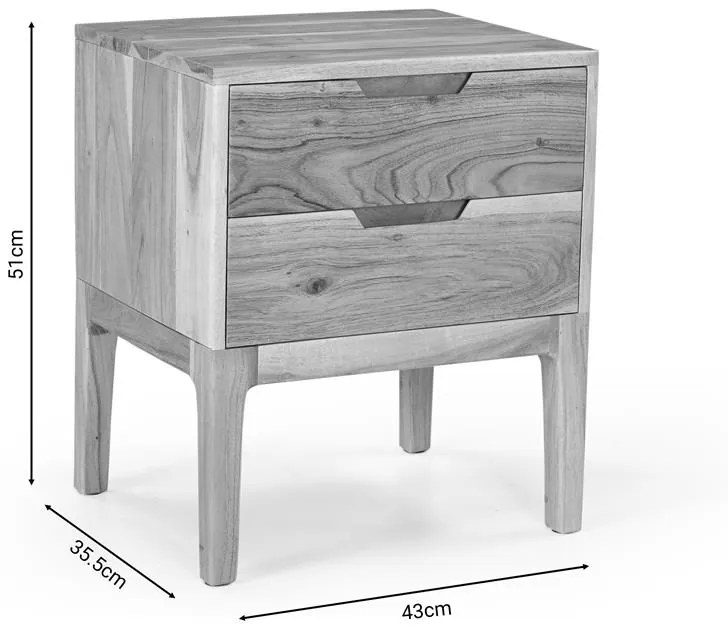 Κομοδίνο Snooze Inart μασίφ ξύλο ακακίας 43x35.5x51εκ