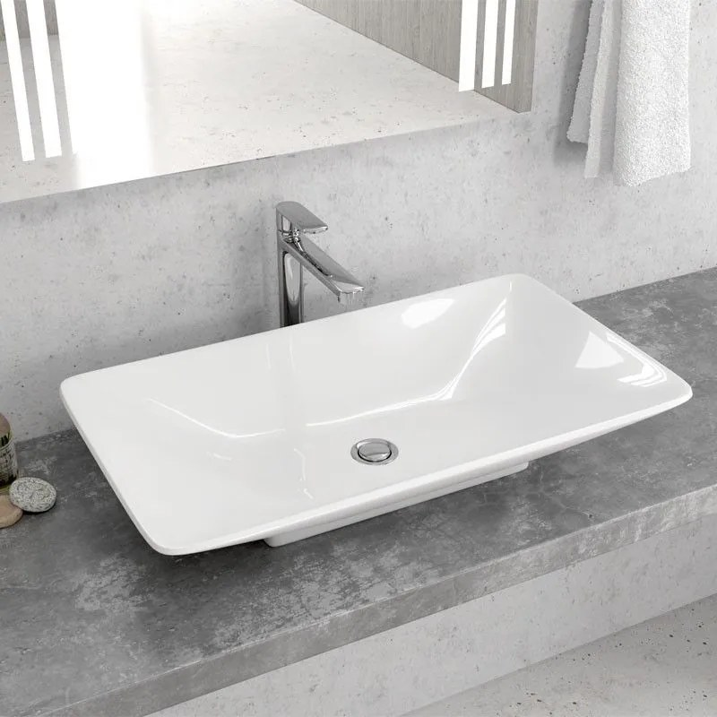 KARAG LT1017 Νιπτήρας Επικαθήμενος Λευκό Πορσελάνη 70x40x12,5cm