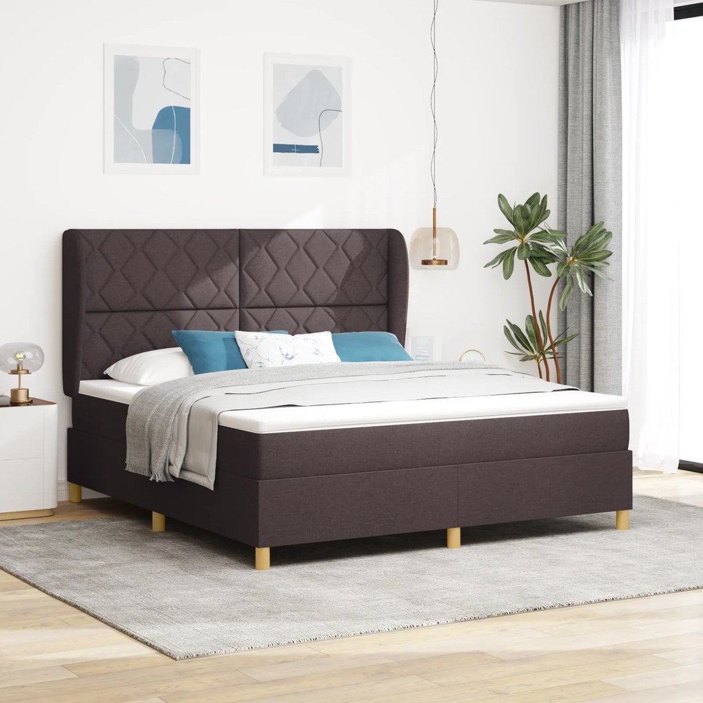 vidaXL Κρεβάτι Box Spring με Ματράκι Καφέ 180x200 εκ. Υφάσμα