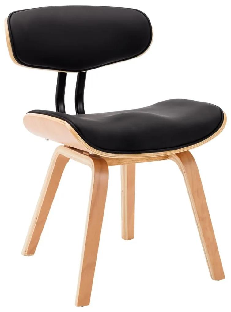 Καρέκλες Τραπεζαρίας 2 τεμ. Μαύρες Λυγισμ. Ξύλο/Συνθετικό Δέρμα - Μαύρο