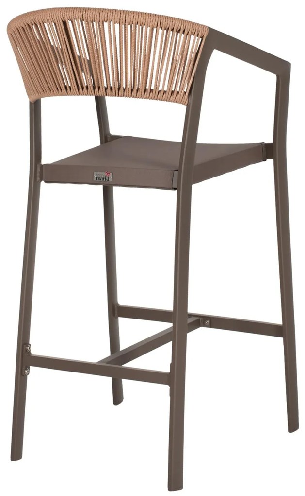 Σκαμπό Μπαρ C5892.23 Αλουμινίου Σαμπανί με Rattan &amp; Textline 56x58x105Yεκ. 56x58x105 εκ.