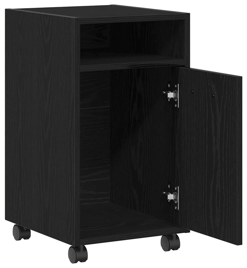 vidaXL Κομοδίνο με Ρόδες Μαύρο Δρυς 33x38x60 εκ Ξύλο