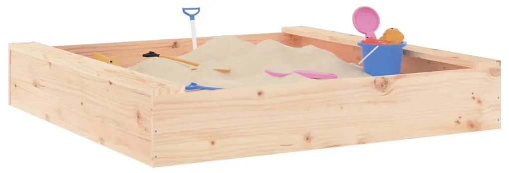 vidaXL Αμμοδόχος με Καθίσματα Τετράγωνη από Μασίφ Ξύλο Πεύκου