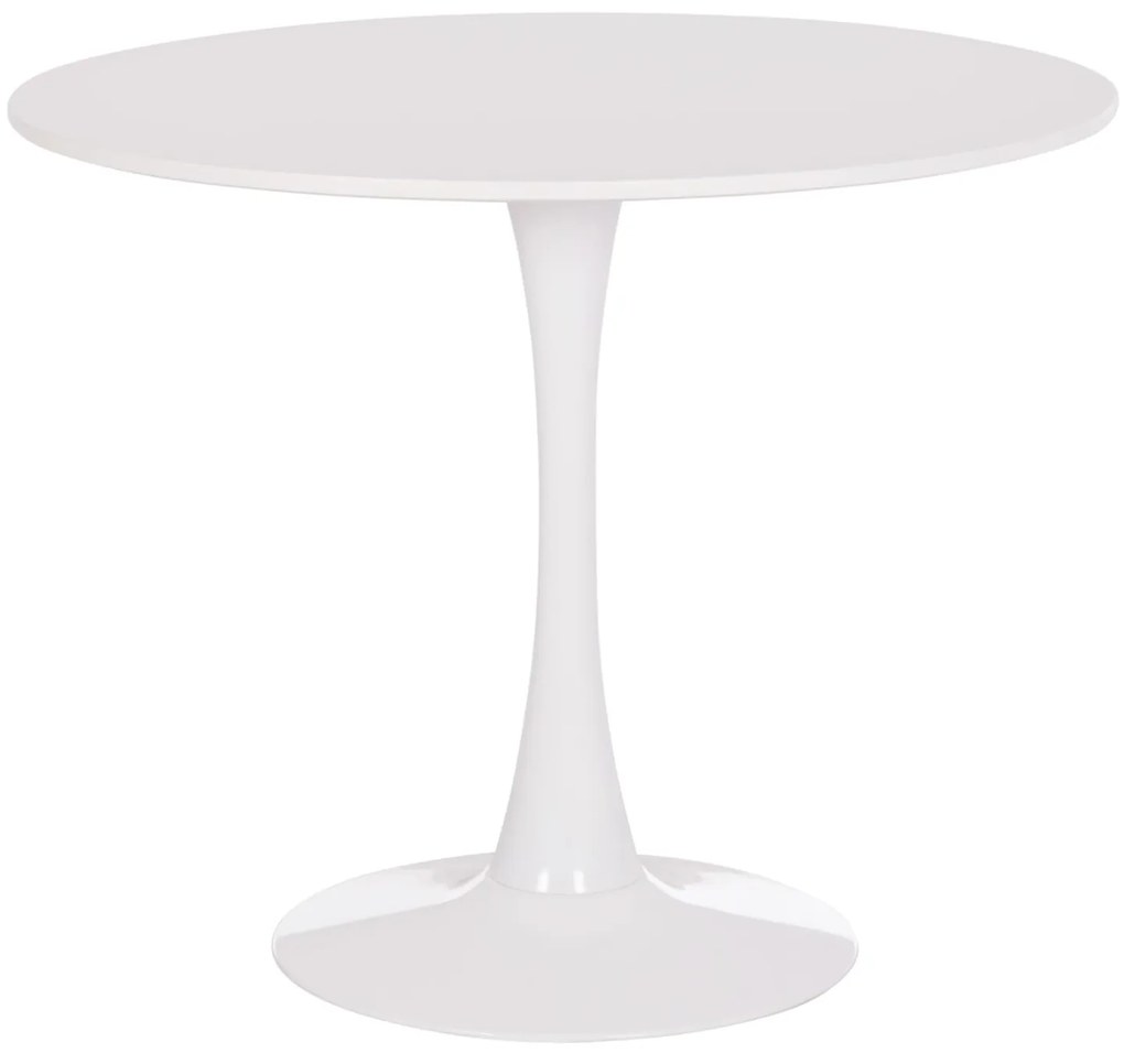 Τραπέζι BROLIN Στρόγγυλο MDF TOP & Βάση Μεταλλική Λευκό Φ90x73Υεκ 90x90x73 εκ.