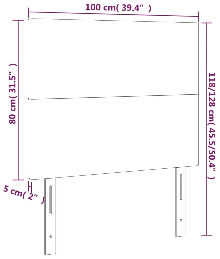 vidaXL Κεφαλάρι Κρεβατιού LED Taupe 100x5x118/128 εκ. Υφασμάτινο