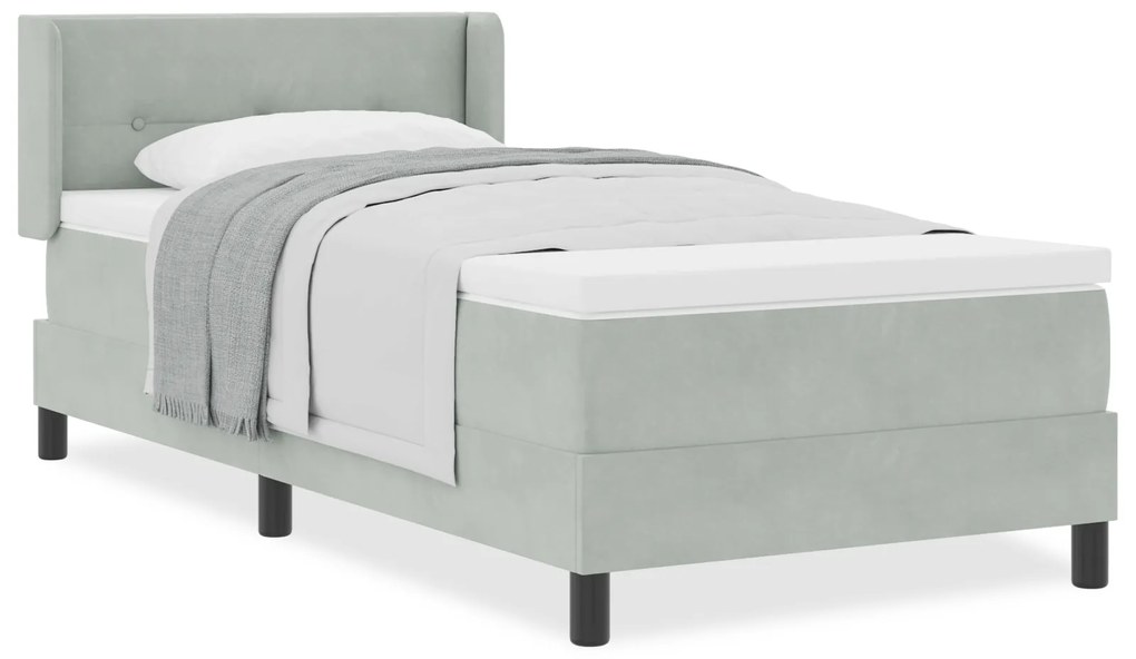 vidaXL Κρεβάτι με Στρώμα Light Grey 90x200 εκ. Βελούδο