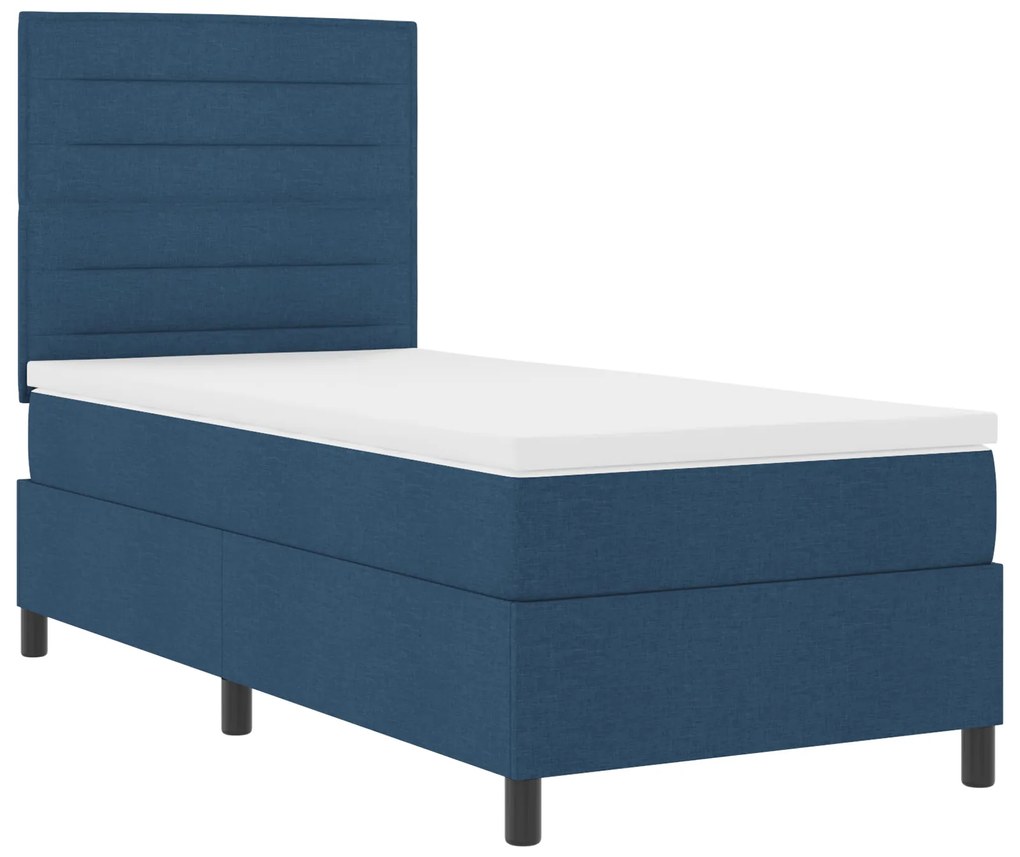 vidaXL Κρεβάτι με ελατήρια με στρώμα Μπλε 90 x 200 cm ύφασμα