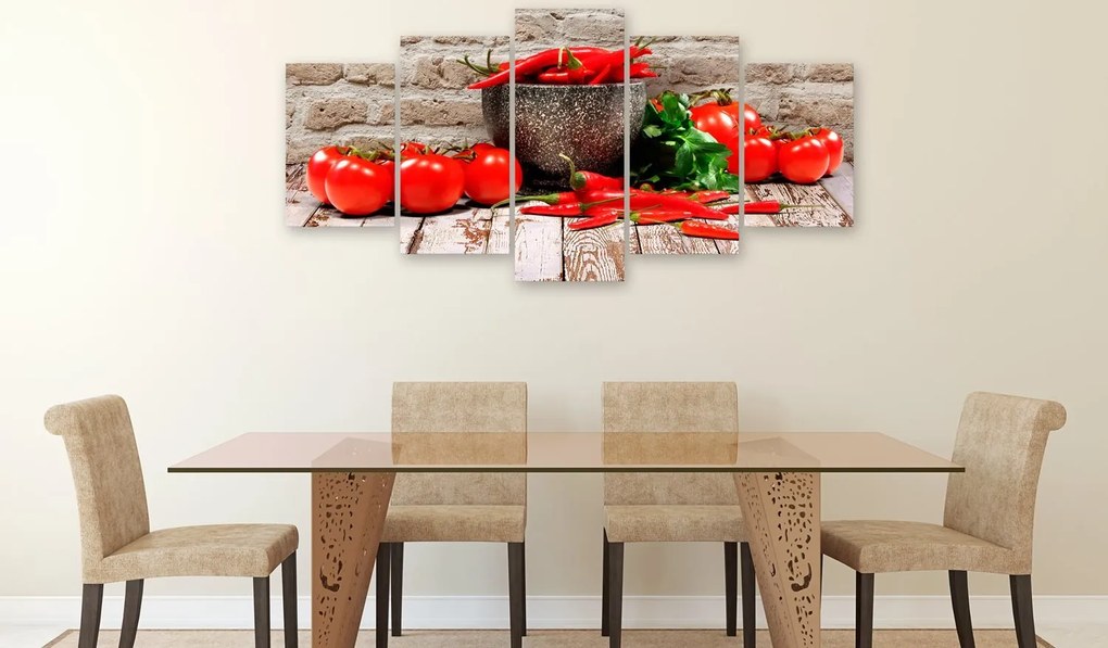 Πίνακας - Red Vegetables (5 Parts) Brick Wide 200x100