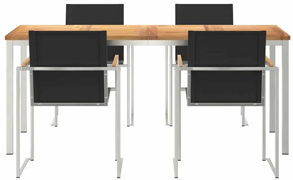 vidaXL Σέτ φαγητού για κήπο 5 pcs Καφέ Στερεό Ξύλο Τίκ