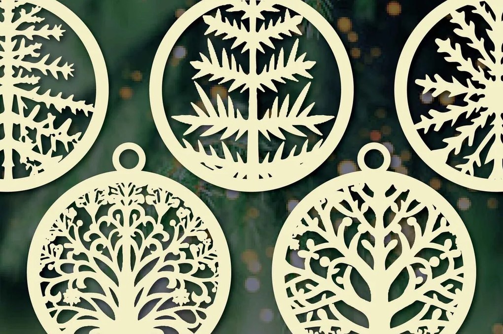 Σετ των 3 Intra απο ξύλο plywood 3mm-4mm πάχος Χριστουγεννιάτικα στολίδια Cut  Δίασταση 8x8 cm INTRAFABR-80776331