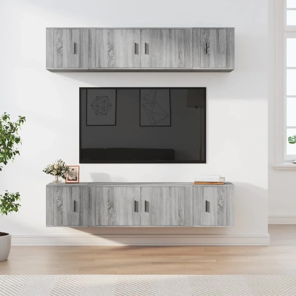 vidaXL Σετ Επίπλων Τηλεόρασης 6 Τεμ. Γκρι Sonoma Επεξεργασμένο Ξύλο