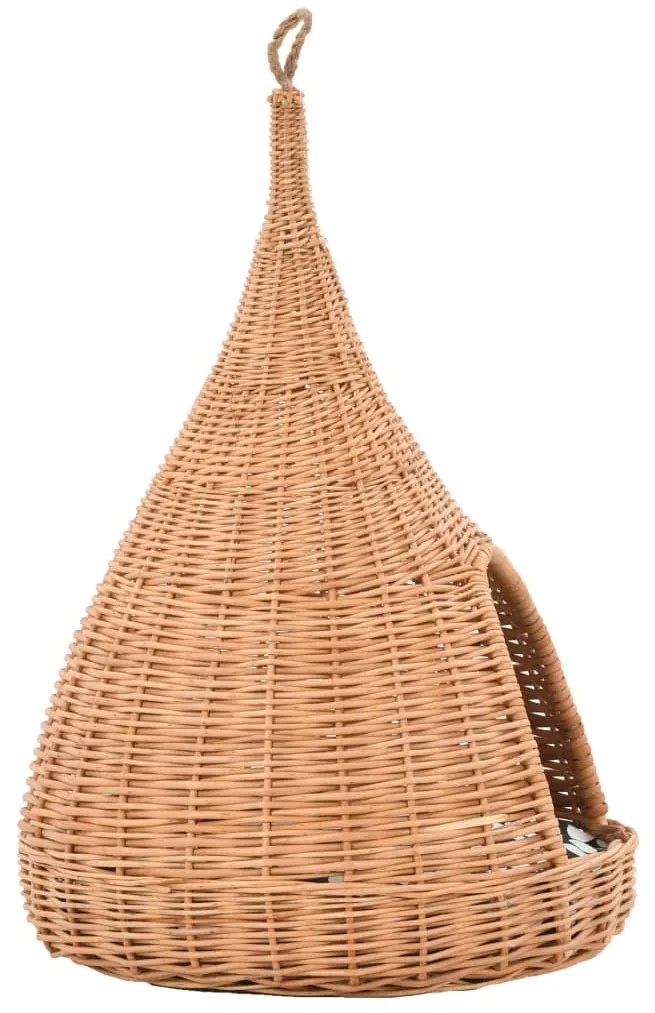 vidaXL Σπίτι Γάτας Teepee με Μαξιλάρι 40x60 εκ. από Φυσικό Ξύλο Ιτιάς