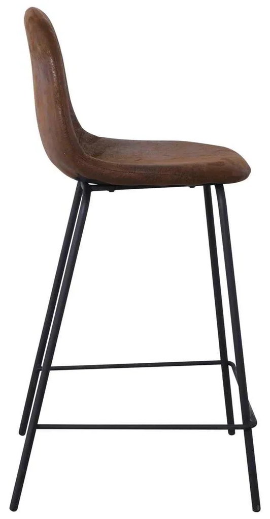 Σκαμπώ BAR CELINA Μεταλ.Μαύρο, Ύφ.Suede Καφέ Καφέ 47x51x77/107cm (Σετ 4 ΤΕΜ)