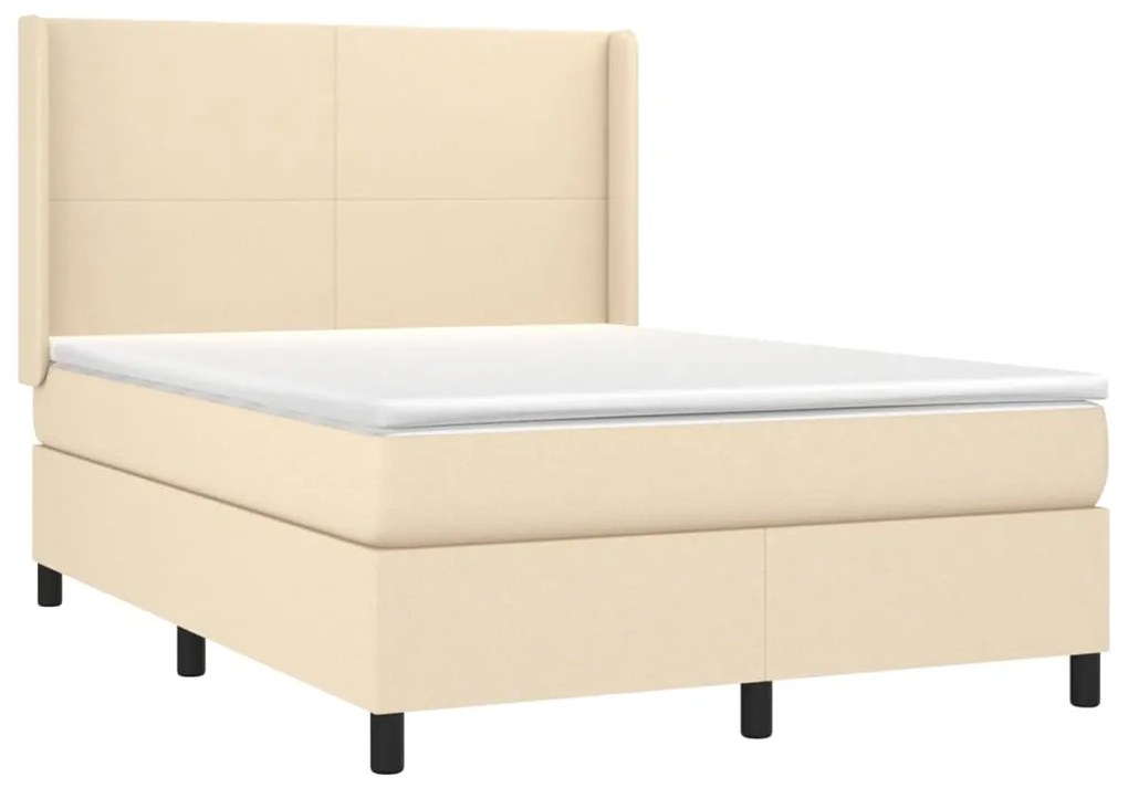 Κρεβάτι Boxspring με Στρώμα Κρεμ 140x190 εκ. Υφασμάτινο - Κρεμ