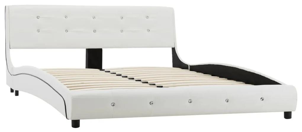 vidaXL Κρεβάτι Λευκό 140 x 200 εκ. Δερματίνη με Στρώμα Αφρού Μνήμης
