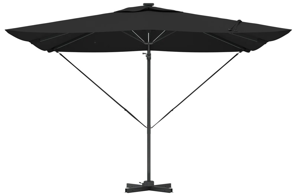 vidaXL Ομπρέλα με Βραχίονα Roma με LED Μαύρη 286x285x270 cm Αλουμίνιο