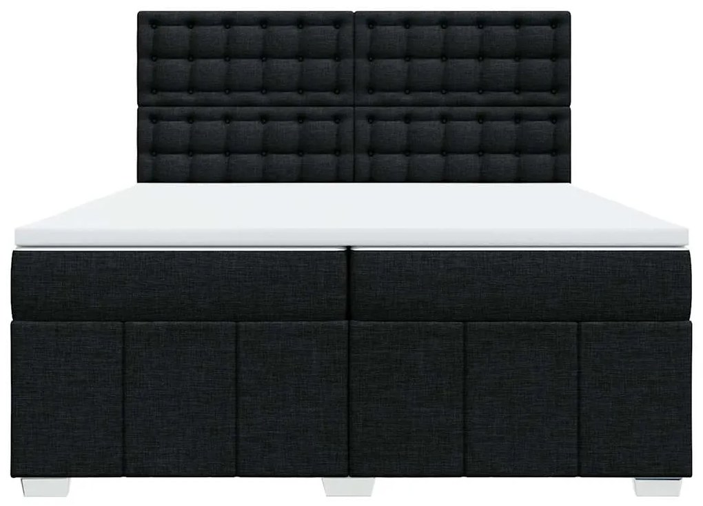 vidaXL Κρεβάτι Boxspring με Στρώμα Μαύρο 200x200 εκ. Υφασμάτινο