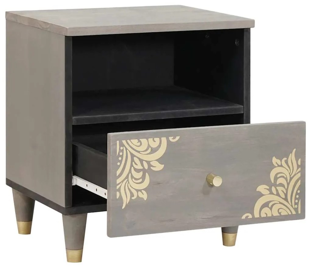 vidaXL Κομοδίνο 2 pcs Γκρι 40 x 33 x 46 εκ. Μασίφ ξύλο μάνγκο