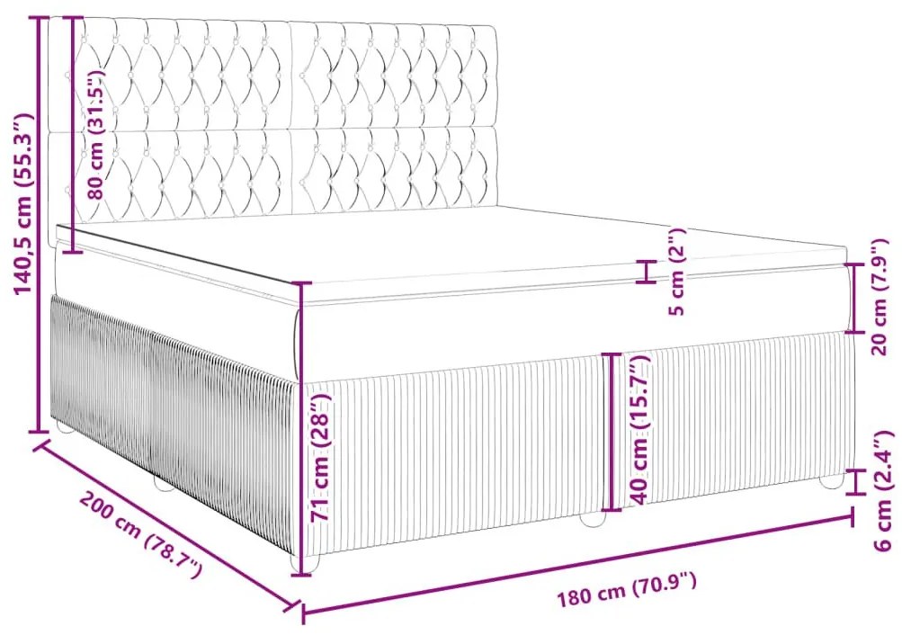 Κρεβάτι Boxspring με Στρώμα Σκούρο Πράσινο 180x200εκ. Βελούδινο - Πράσινο