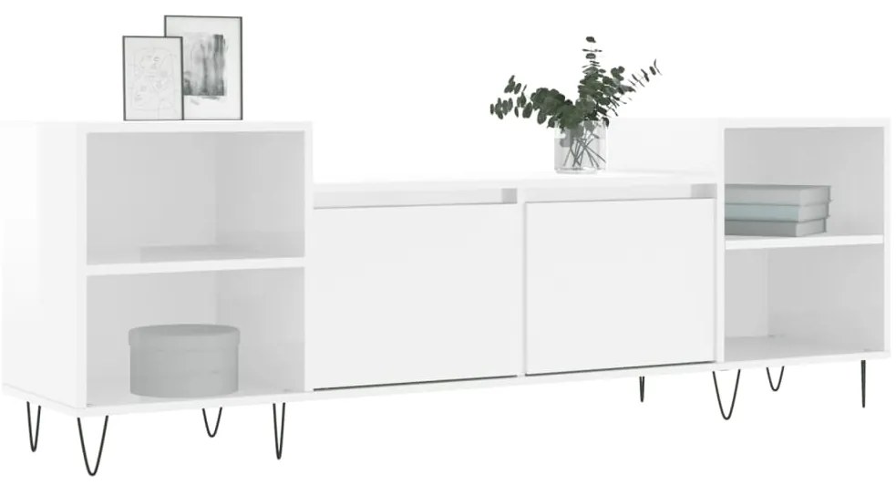 vidaXL Έπιπλο Τηλεόρασης Γυαλ. Λευκό 160x35x55 εκ. Επεξεργασμένο Ξύλο