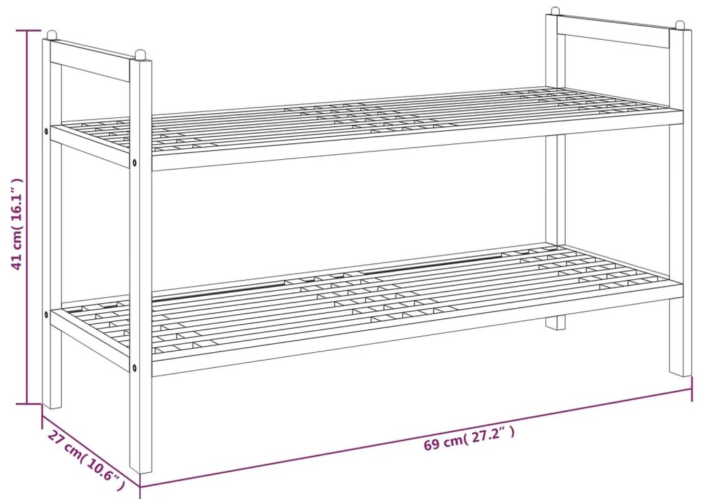 vidaXL Παπουτσοθήκη 69 x 27 x 41 εκ. από Μασίφ Ξύλο Καρυδιάς