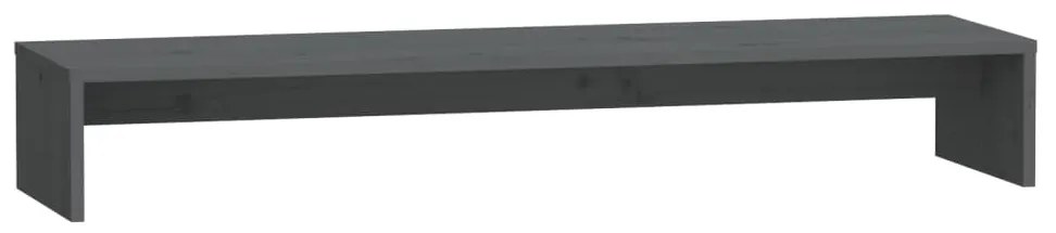 vidaXL Βάση Οθόνης Γκρι 100 x 27 x 15 εκ. από Μασίφ Ξύλο Πεύκου
